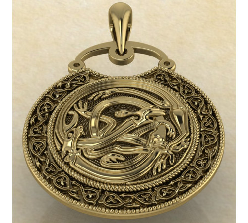 Подвеска Переплетенные Драконы золото