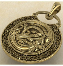 Подвеска Переплетенные Драконы золото