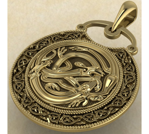 Подвеска Переплетенные Драконы золото
