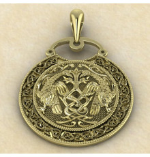 Подвеска Ястребы у Дерева Жизни золото