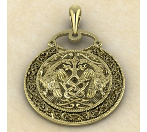 Подвеска Ястребы у Дерева Жизни золото