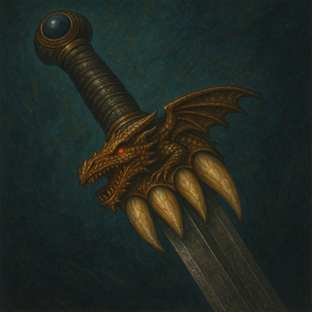 Зубы дракона как артефакт на рукояти меча