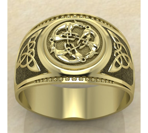 Печатка Стая волков золото