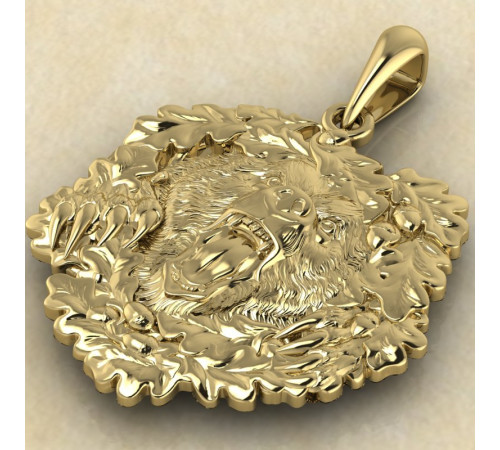 Печать Велеса - медведь в дубовых листьях золото