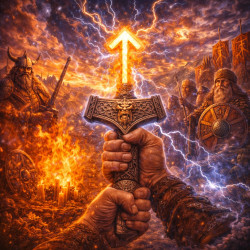 Обряд “призыва к ратной удаче”: соединение молота Тора и руны Тейваз