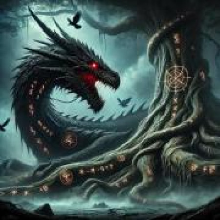 Дракон Нидхёгг — пожиратель душ в корнях мирового древа Дракон Нидхёгг — пожиратель душ в корнях мирового древа