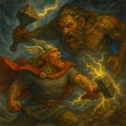 Поединок Тора с великаном Хрунгниром: борьба силы и коварства