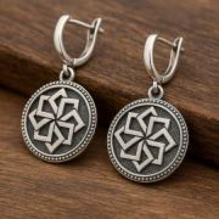Серебряные серьги с сакральными символами